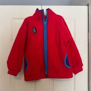 Vintage 90’s Children’s Size 6/6X Red, Purple, and Teal Fleece Jacket 🌈